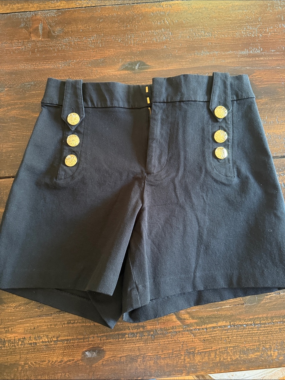 Lilly Pulitzer Black High-Waist Shorts with Gold Buttons